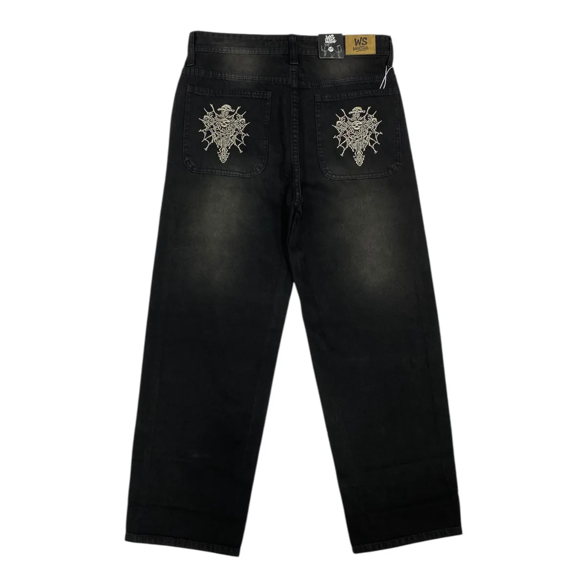 PANTALON BAGGY BORDADO · Negro