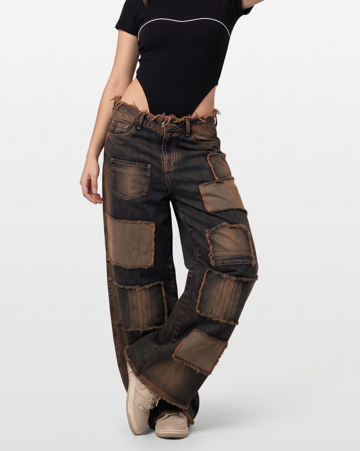 PANTALON BAGGY CADERA VALALA CUADROS · Óxido
